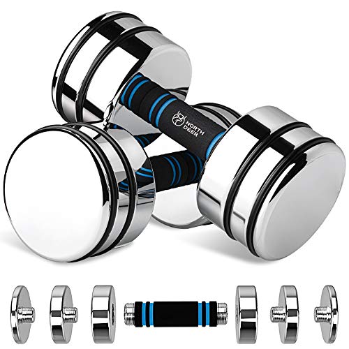 Steel Dumbbells - Ultra-compact Adjustable Dumbbells 2x5kg (2.5kg/3.5kg/4kg/5kg) with Foam Grip - Innovative Steel Dumbbell for Home Use (High Gloss Version 5kg×2)