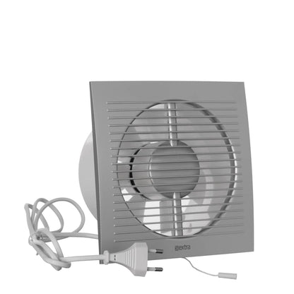 EUROPLAST Ø 150mm wall fan ventilator exhaust cable switch fan kitchen bathroom with plug, color - silver.
