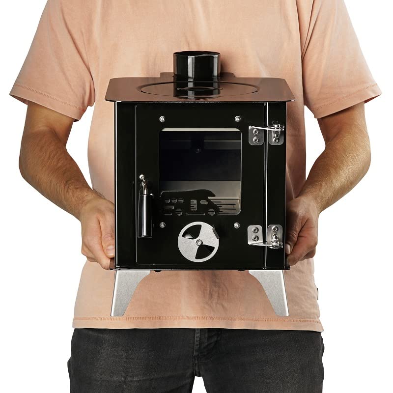 ECOfoxx Outdoor Stove TINY with hotplate, tent stove, patio stove, camping stove, outdoor fireplace, garden stove