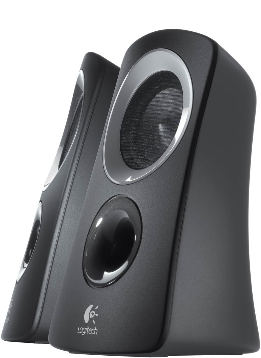Logitech Z313 2.1 Speaker System with Subwoofer, 50 Watts Peak Power, 3.5mm Input, Headphone Jack, Control Pod, EU Plug, Compatible with PC/TV/Tablet/Phone - Black
