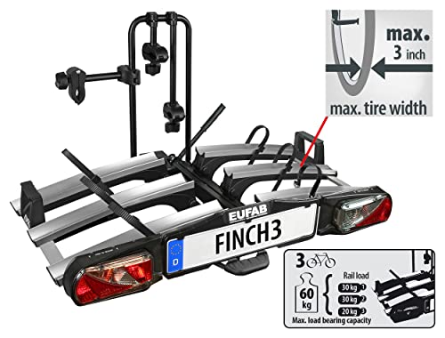 EUFAB 11598 bike carrier FINCH for 3 bikes, black.