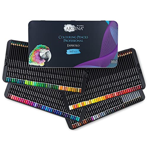 Artina Expertilo XXL Colored Pencil Set 160 Professional - FSC® certified colored pencils break-resistant, highly pigmented, many colorful wooden pencils for artists to draw and paint.