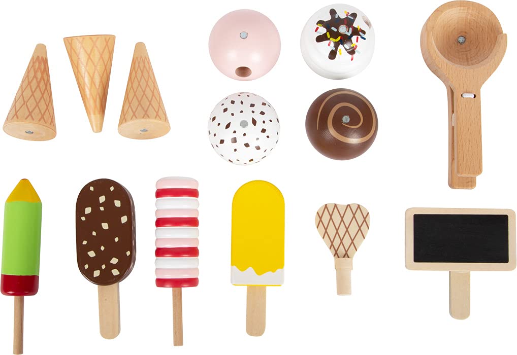 Small foot wooden ice cream stand "fresh", accessory for children's kitchen and play store, suitable for ages 3 and up, 12232.