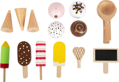 Small foot wooden ice cream stand "fresh", accessory for children's kitchen and play store, suitable for ages 3 and up, 12232.