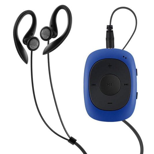 AGPTEK Mini Clip 8GB MP3 player with earhook headphones and silicone case, lightweight sports music player with 5 buttons and 2 function switches, (packaging MULTIPLE USE) Blue.