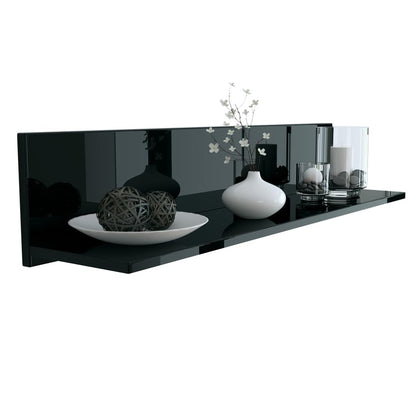 Vladon wall shelf Skadu, Made in Germany, floating shelf with practical storage, black high gloss (97.5 x 18.5 x 18.5 cm)