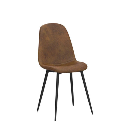 Homy Casa 4 Piece Dining Chairs Scandinavian Vintage Artificial Suede Seat with Steel Legs in Black