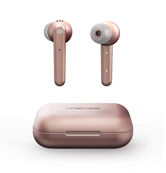 Urbanista Paris True Wireless Earbuds, 20H Playtime, Wireless Charging Case, Bluetooth 5.0, Noise-Canceling Headphones with Touch Control + Built-in Mic, compatible with Android and iOS - Pink