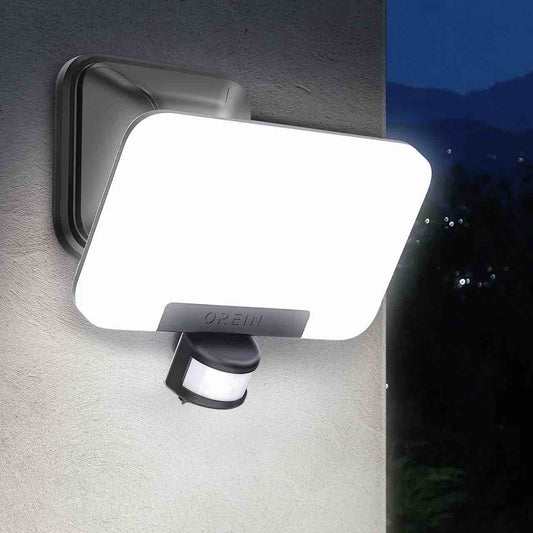 OREiN LED floodlight with motion sensor outdoor 2800LM, 2700/4000/6500K warm/neutral/cold white super bright 24W outdoor spotlight with 3 lighting modes, IP65 waterproof floodlight for garage, yard, front door