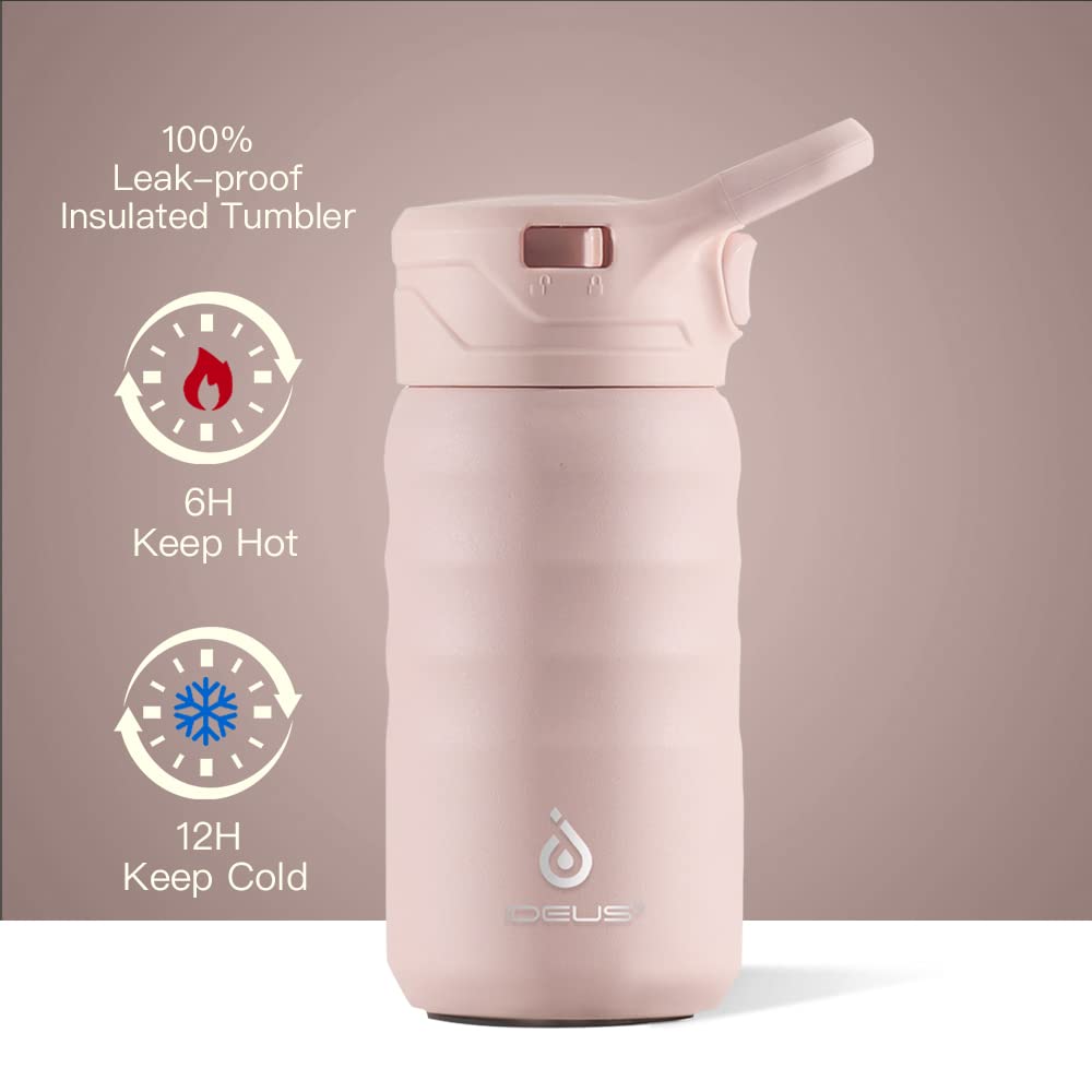 IDEUS Kids Water Bottle, 360ml, Stainless Steel, Insulated Water Bottle for Kids, Toddler Cup with Straws, Leak-proof, Vacuum Double-Wall Bottle, Kids Water Bottles for School