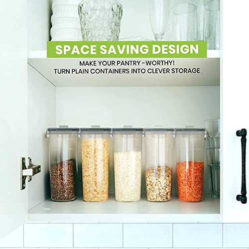 KICHLY Storage Jars (Set of 4) - BPA-free, airtight plastic containers for storing pasta, grains, flour, rice, and for pets.