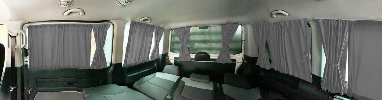 BREMER SEAT COVERS custom made curtains curtains sun protection compatible with VW T5 T6 T6.1 Transporter Caravelle long wheelbase with tailgate in grey camping accessories motorhome accessories camper curtain set 718