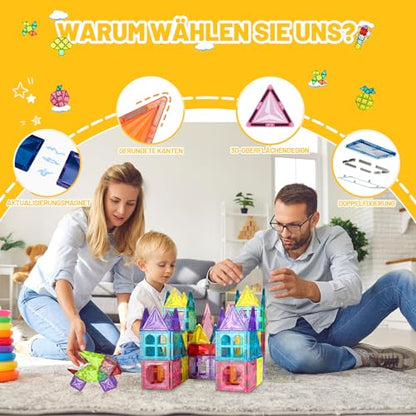 Tiagowell 3D Magnetic Building Blocks 120 Pieces, STEM Magnetic Toy for Kids, Magnetic Blocks Construction Toy Preschool Educational Toy for 3 4 5 6 7 8 Year Old Boys and Girls