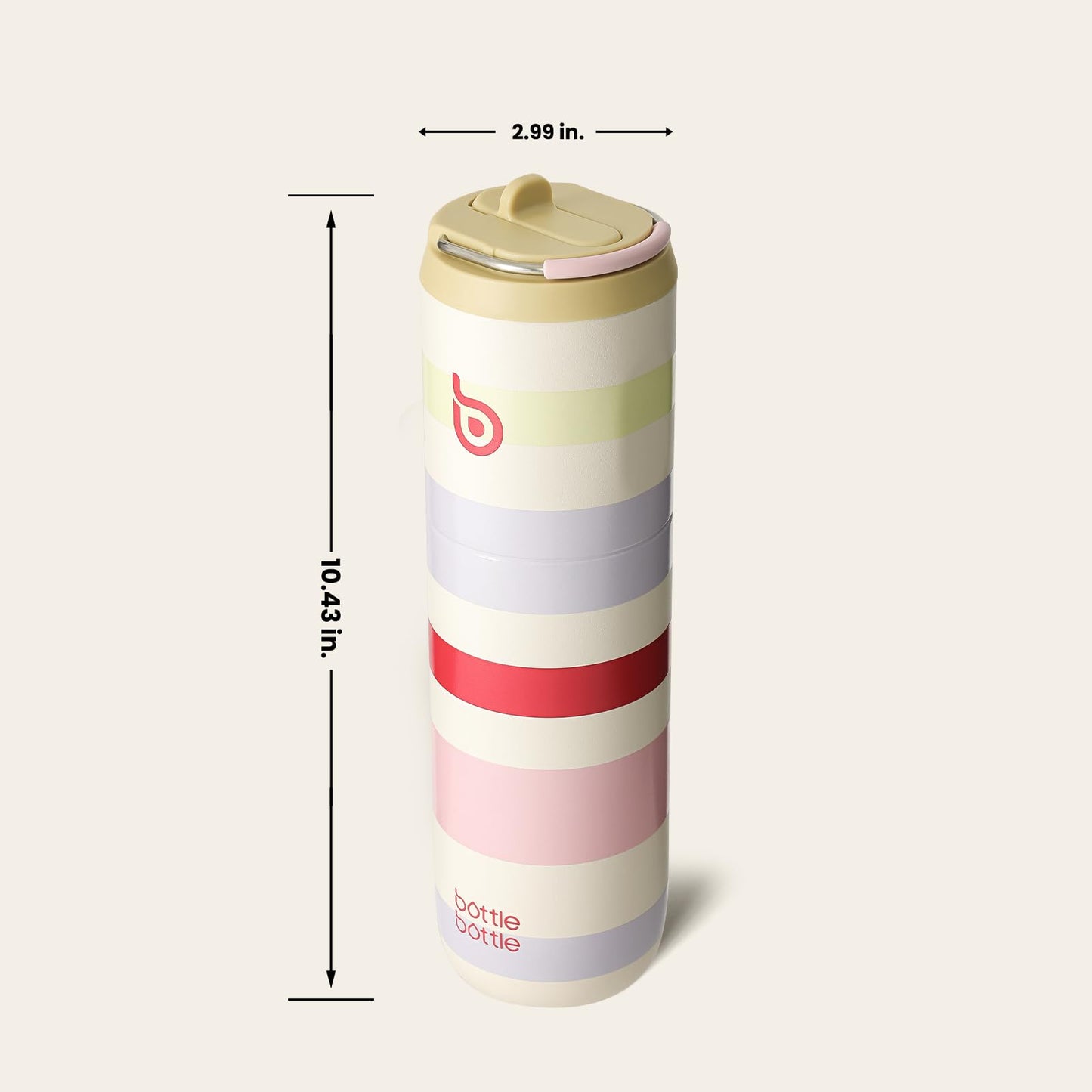BOTTLE BOTTLE Insulated Stainless Steel Water Bottle 750ml with Straw, Lid & Handle - Leakproof, BPA-Free, Double-Walled - Ideal water bottle for sports, travel & fitness (Stripes)