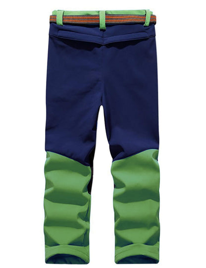 Echinodon Kids Softshell Pants with Fleece Lining Water Repellent Windproof Breathable Warm Functional Ski Pants Rain Pants Boys Girls Sports Pants Hiking Pants Green M