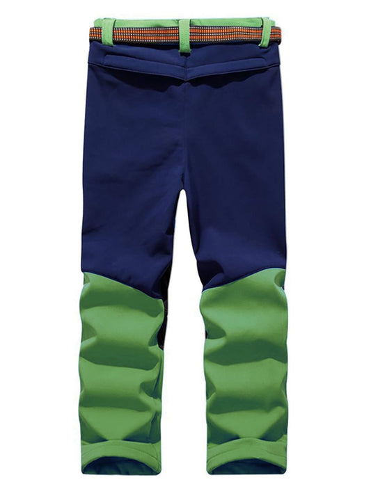 Echinodon Kids Softshell Pants with Fleece Lining Water Repellent Windproof Breathable Warm Functional Ski Pants Rain Pants Boys Girls Sports Pants Hiking Pants Green M