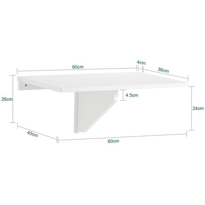 SoBuy Wall-mounted Folding Table Foldable Dining Table Compact Kitchen Table Space-saving Design Fold-down Table for Small Spaces Mounted Table 60x40cm White FWT03-W