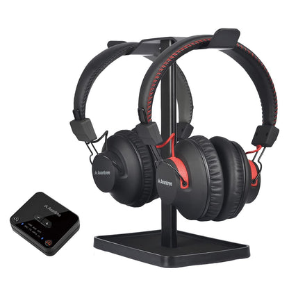 Avantree HT41899 Dual Bluetooth 5.0 Wireless TV Headphone Set with Transmitter and Stand (Digital Optical AUX RCA), 40 Hrs TV Headphones for Seniors, Plug-and-Play, No Delay.