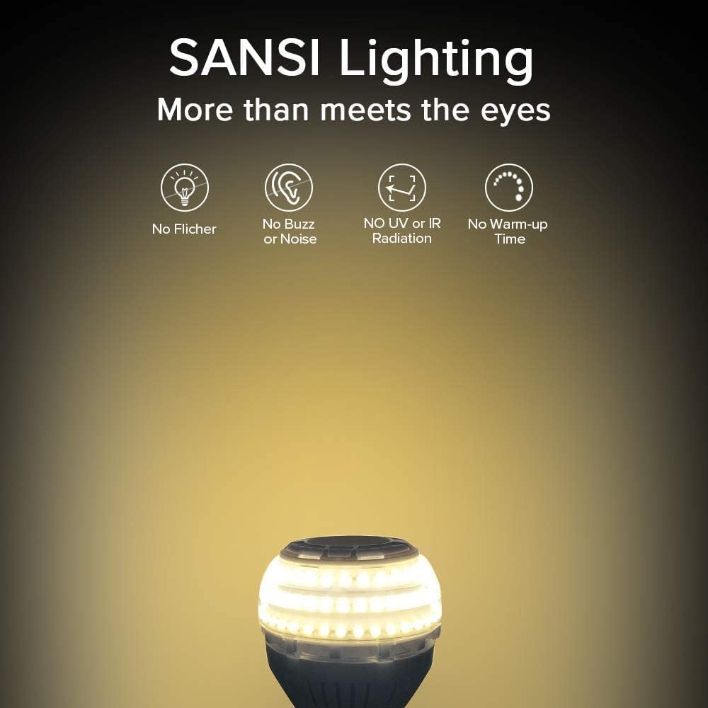 SANSI E27 dimmable LED bulb, 27W (replaces 250W incandescent bulb), 3000 Kelvin 4000 lumens, super bright for table lamp, ceiling light, garage, bedroom, pack of 2.