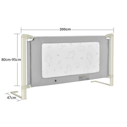 COSTWAY bed rail adjustable in height, bed guardrail with connecting accessories, baby bed rail, children's bed rail, fall protection for double, queen, and king-size bed (200cm)