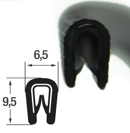 SMI edge protection profile KS1-2S-M for 1-2mm PVC with steel reinforcement Black self-clamping without adhesive - Edge protection, bead profile, edge profile, edge protection strip for car doors, sheets (20 m)