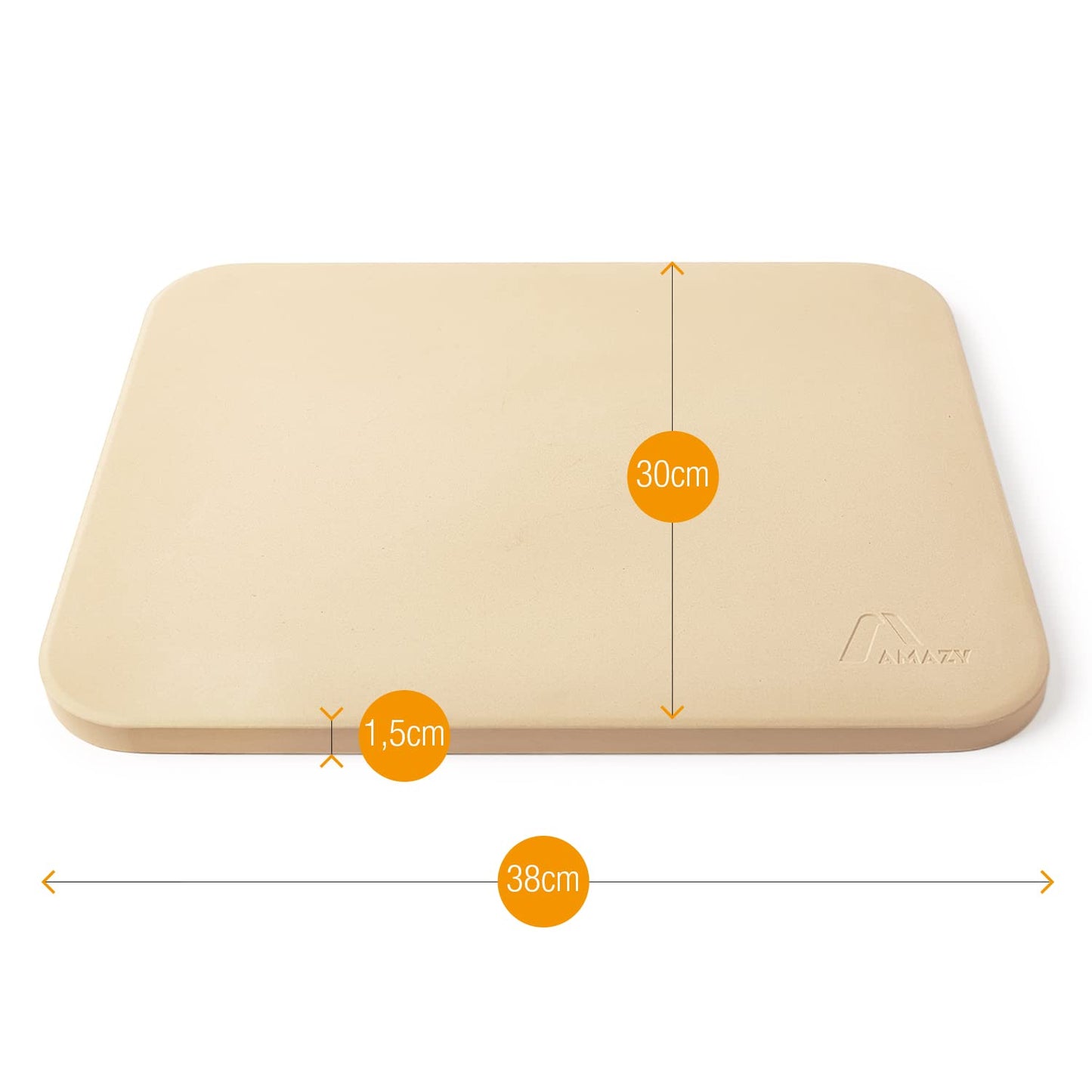 Amazy pizza stone including bamboo pizza peel, parchment paper, and insert - The ultra heat-resistant bread baking stone gives your pizza the original Italian flavor of crispy stone oven pizza.