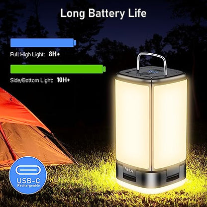 Blukar LED Camping Lantern, Super Bright 116 LEDs Camping Lantern with 7 Light Modes, USB C Rechargeable 10+ Hrs Operating Time, Multifunctional Emergency Light Tent Lamp for Camping, Hiking-Black