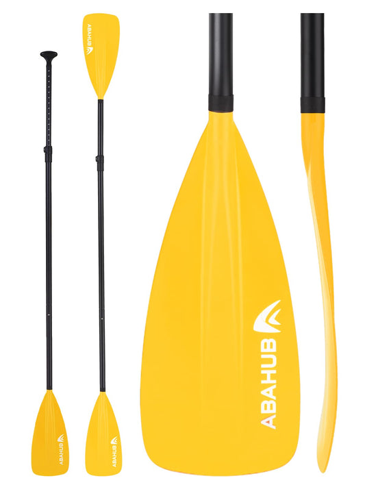 Abahub 2 in 1 Sup Kayak Paddle Aluminum Adjustable Stand Up Paddle for Paddleboard, Aluminum Alloy PU Coated Shaft 172-213cm Plastic Nylon Blade Yellow