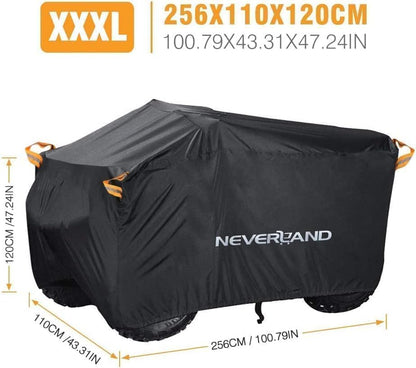 NEVERLAND XXXL Quad ATV Cover - Vehicle Protection Cover 256*110*120cm Phosphorescent Dirt Repellent Winterproof Dustproof Rain UV Protection Black
