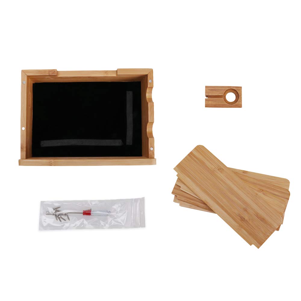 iCozzier 4 Slot Detachable Bamboo Watch Stand With Drawer Charging Station for Multiple Devices Dock for iWatch, Smartphones, Tablets, Laptops