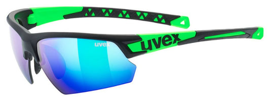 uvex sportstyle 224 - sports glasses for men and women - strong protection from sunlight - pressure-free fit & perfect grip - black matte green/green - one size