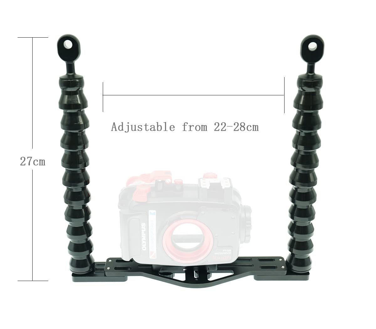 nitescuba Underwater Tray Camera Mount Action Camera Photo Stabilizer for gopro, RX100, PT-059 with Dual Flex Arm Adapter Supports Flashlight