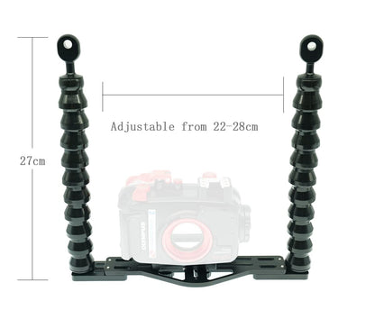 nitescuba Underwater Tray Camera Mount Action Camera Photo Stabilizer for gopro, RX100, PT-059 with Dual Flex Arm Adapter Supports Flashlight