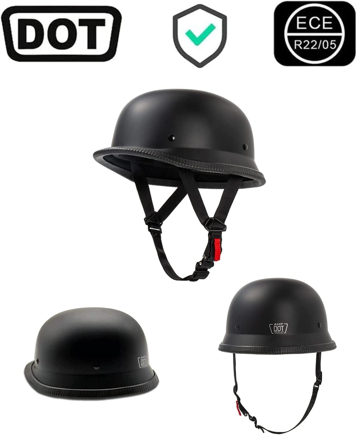 Labzaa vintage German motorcycle half-shell helmet with ECE, retro half-open jet helmet with goggles for bike cruiser chopper moped scooter ATV men and women helmet C M