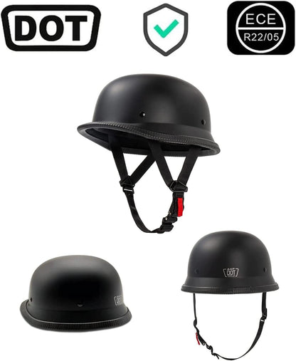 Labzaa vintage German motorcycle half-shell helmet with ECE, retro half-open jet helmet with goggles for bike cruiser chopper moped scooter ATV men and women helmet C M