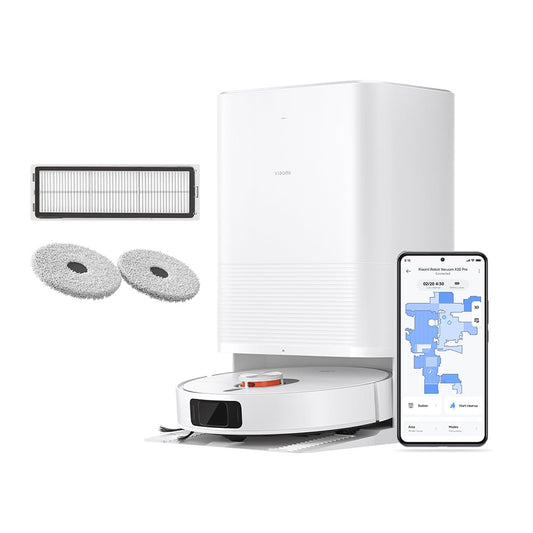 Xiaomi Robot Vacuum X20 Pro - 7000 Pa suction power, dual mop system, 75 days dustbin capacity, 4 cleaning modes, and 5200mAh battery for thorough and smart household cleaning.