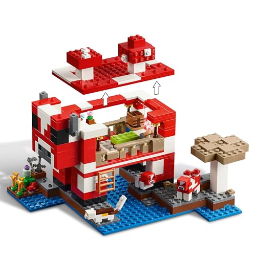 LEGO Minecraft The Mushroom Cow House - Gaming toy with Steve figure, Mobs, a crafting table and a farm - Interactive playset - Gaming gift for girls and boys aged 8 and up 21270