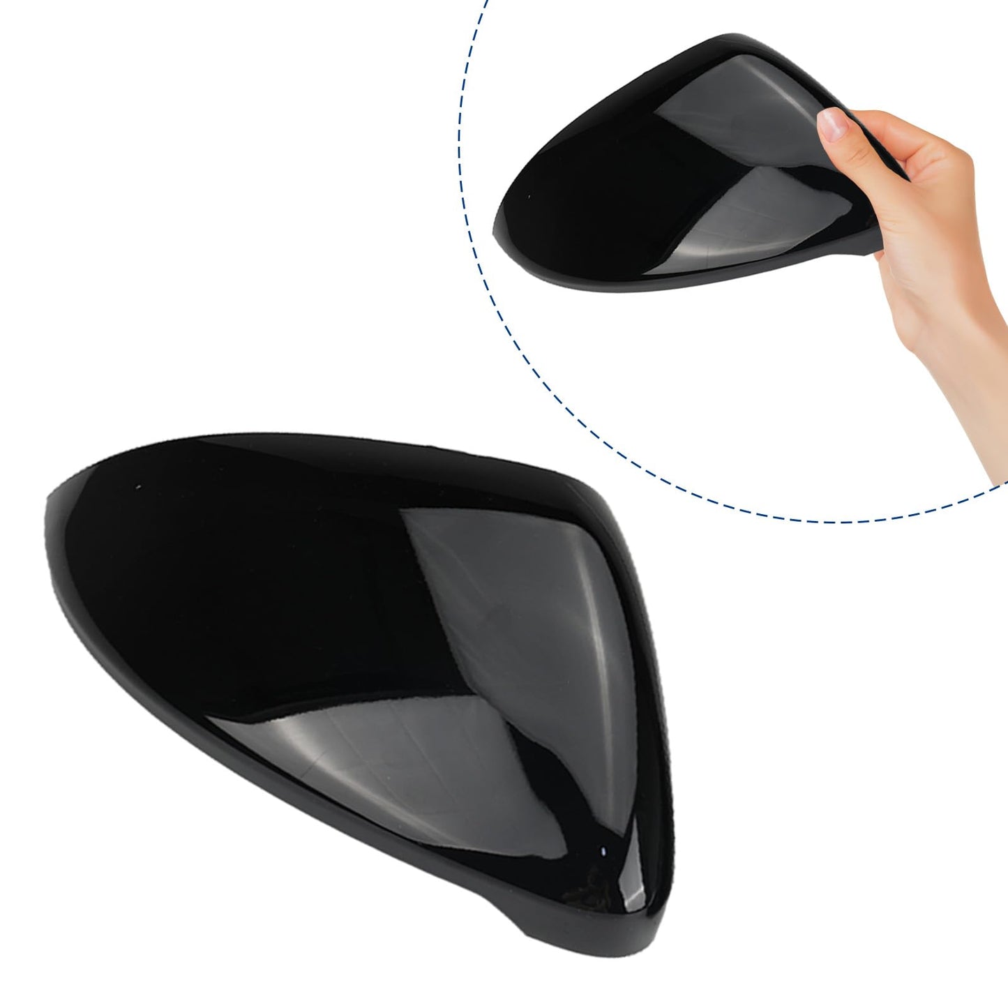 1 Pair Mirror Covers Replacement for VW Golf MK7 MK7.5 R GTD VII 2013-2018, Car Mirror Caps Exterior Mirror Cover Rearview Mirror Cover Replacement for VW Touran 2016 2017 (Black)