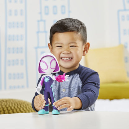 Marvel Spidey and His Super Friends 22.5cm Super Size Ghost-Spider Action Figure with Movable Head & Arms, Web Accessories - Preschool Toy for Kids 3 Years and Up - Featured on Disney+