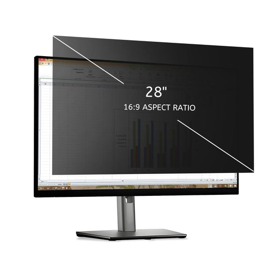 MOBDIK 28 inch screen privacy filter for computer monitor 16:9 aspect ratio, anti-blue light anti-glare privacy screen protector, removable screen protector privacy filter.
