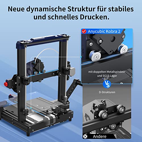 Anycubic Kobra 2 3D printer, 6 times faster high-speed 3D printer with 300mm/s, LeviQ 2.0 auto-leveling, new extruder and cooling system, open source.