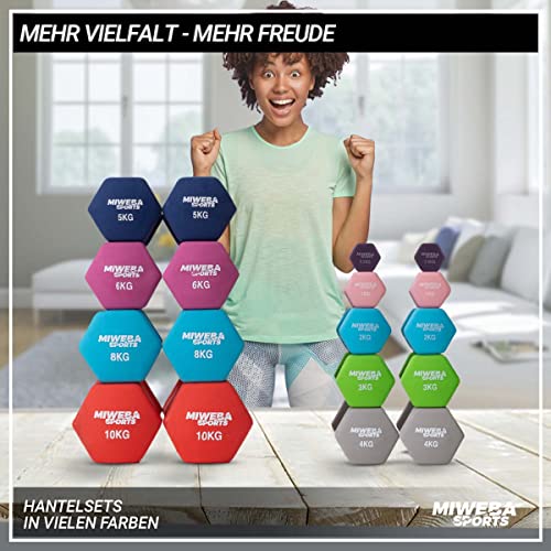 Miweba Sports Neoprene Dumbbell Set NKH100 | 𝐏𝐫𝐨𝐟𝐢 Dumbbell - Hex Dumbbells Set - Dumbbells - Dumbbell Set - Gym Dumbbells - Dumbbell Set - Dumbbell - 0.5-10 Kg (2X 5.0 kg, Green)