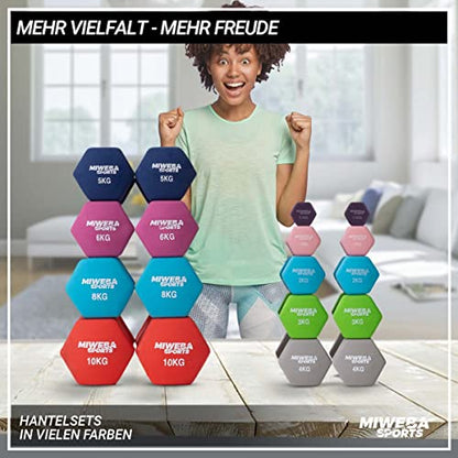 Miweba Sports Neoprene Dumbbell Set NKH100 | 𝐏𝐫𝐨𝐟𝐢 Dumbbell - Hex Dumbbells Set - Dumbbells - Dumbbell Set - Gym Dumbbells - Dumbbell Set - Dumbbell - 0.5-10 Kg (2X 5.0 kg, Green)