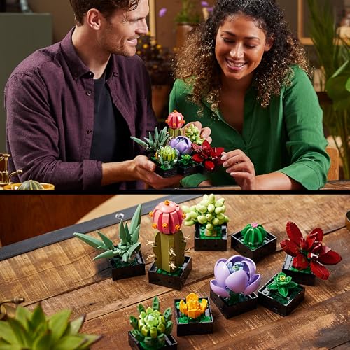 LEGO Botanicals Succulents - Artificial Flower Set for Adults - Bouquet Building Kit - Creative Hobby and Home Decor - Gift Idea for Women & Men - Botanic Collection (9 Plants) 10309