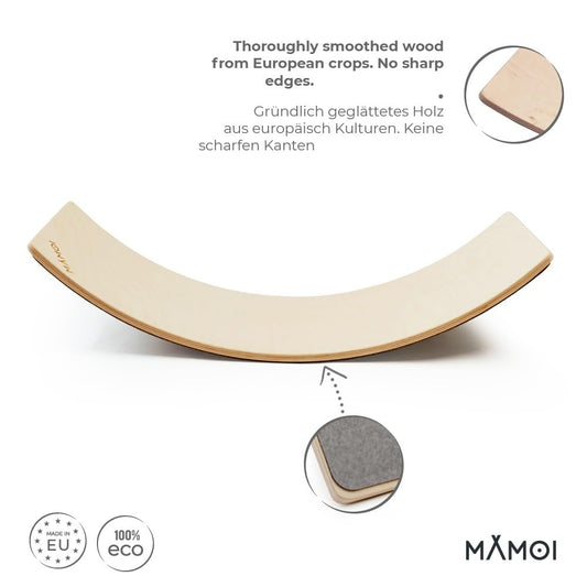 MAMOI® Balance Board for Kids, Balance Rocker, Balancing and Balance Trainer, Balance board, Indoor Balance boards, Wobble Board made of wood, Balance board for ages 14 and up.