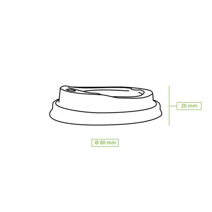 BIOZOYG Coffee To Go lid for cups Ø 80mm I 1000 lids for paper cups made of CPLA bioplastic 100% biodegradable, compostable, recyclable I Flat white lid with drinking hole