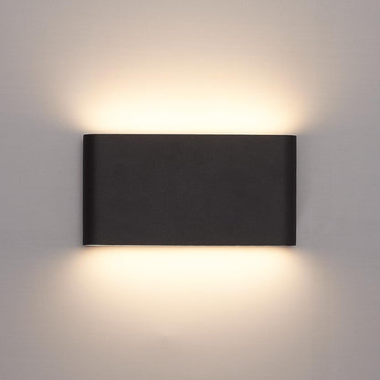 HOFTRONIC - Dimmable LED Wall Light Outdoor Indoor Dallas M Black 12W 3000K Warm White Up Down Spotlight IP54 Waterproof Aluminum. Outdoor light fixture for bathroom, garden, living room wall lamps.