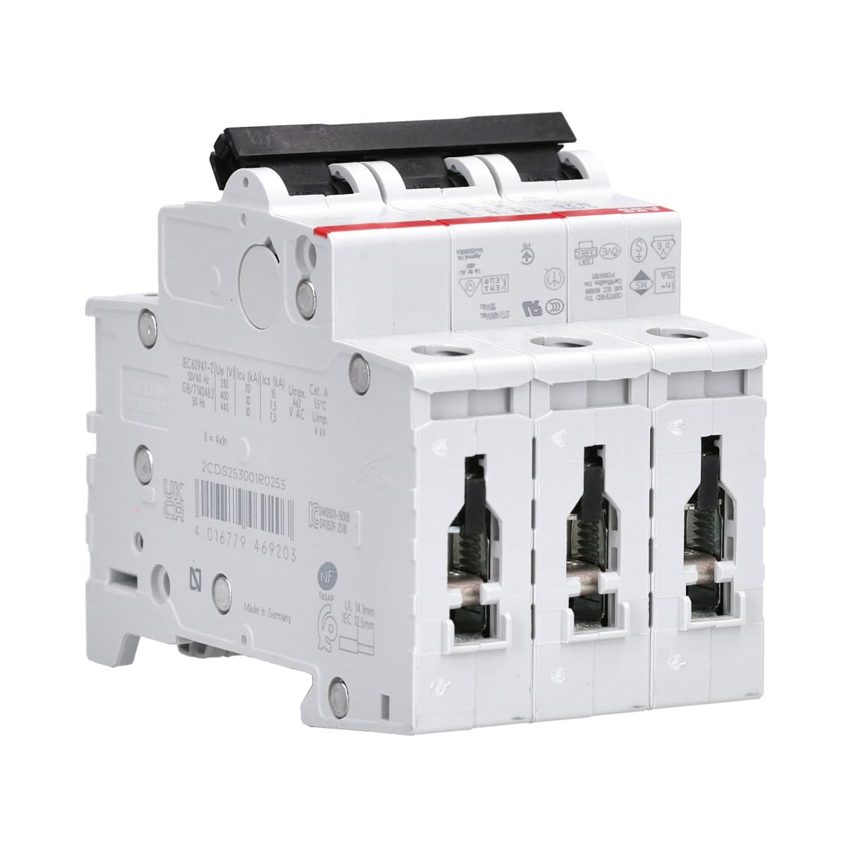 ABB S203-B25 MCB circuit breaker type B, 3P 25A 400V 6 kA System Pro M Compact 2CDS253001R0255