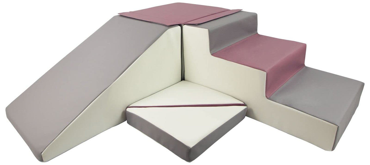 4 large foam building blocks play blocks slide set (color: white, gray, purple)
