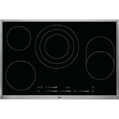 AEG HK854870XB cooktop electric/glass ceramic/ceramic / 76.6 cm/Rapid Power cooking zones/stainless steel